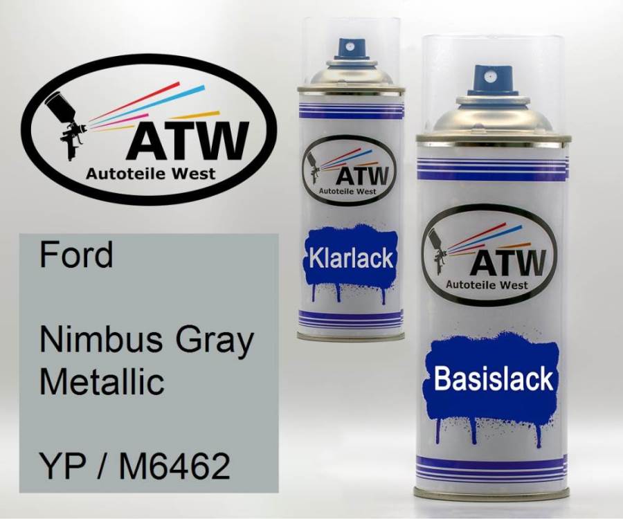 Ford, Nimbus Gray Metallic, YP / M6462: 400ml Sprühdose + 400ml Klarlack - Set, von ATW Autoteile West.